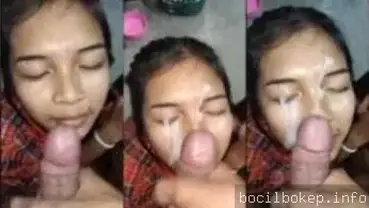 Sembur sperma ke wajah pacar nakal super hot